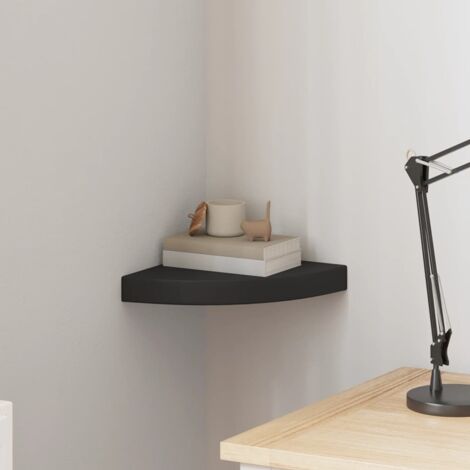 Étagère d'angle flottante Étagère de Rangement - Meuble de rangement Noir 25x25x3,8 cm MDF BV359625 - BonneVie