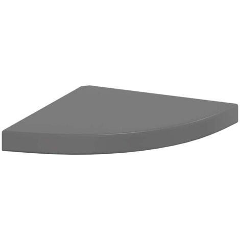 Étagère d'angle flottante gris brillant 35x35x3,8 cm MDF