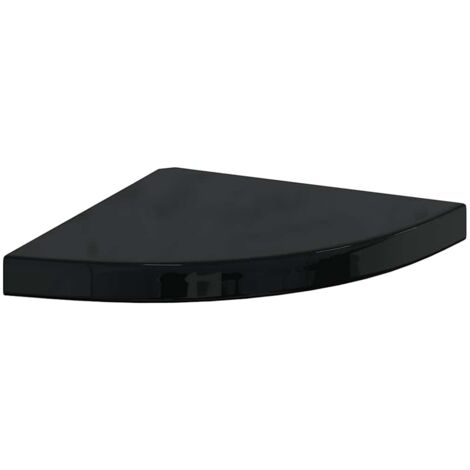 Étagère d'angle flottante noir brillant 35x35x3,8 cm MDF