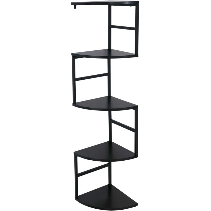 Étagère d'angle HHG-610, étagère suspendue, étagère murale, étagère d'angle, 5 niveaux, métal industriel, mélamine MVG 128x30x30cm, noir Étagère d'angle HHG-610, étagère suspendue, étagère murale, étagère d'angle, 5 niveaux, métal industriel, mélamine MVG 128x30x30cm, noir