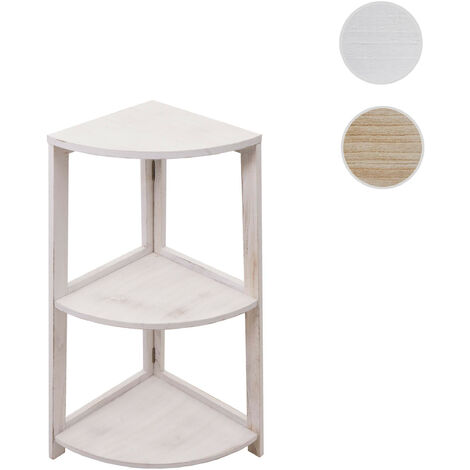 Étagère d'angle HWC-K44 - Étagère sur pied Étagère de salon - 3 étagères - 80x37x37cm MDF en paulownia certifié MVG - brun natur