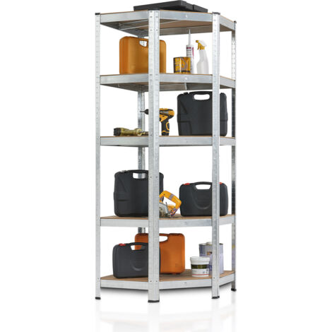 Étagère d'angle Juskys - Étagère de rangement d'angle Basic 180 x 70 x 40-70 cm - 875 kg - 5 niveaux - Métal galvanisé - Étagère robuste, étagère à emboîter, étagère de cave