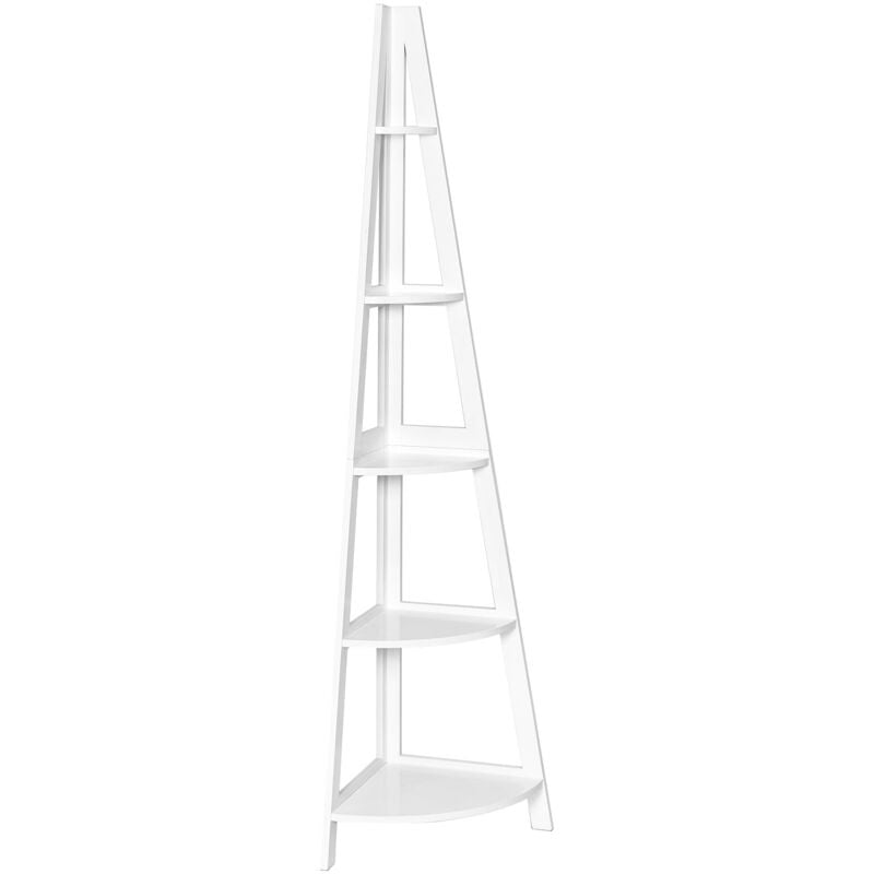 Étagère d'angle meuble de rangement à 5 niveaux 35 x 35 x 175 cm en MDF de haute résistance blanc