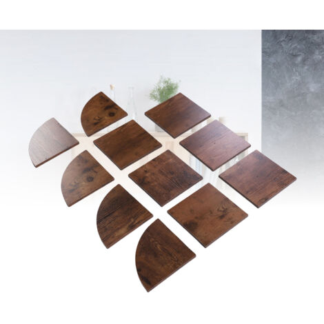 Étagère d'angle murale à 5 niveaux en MDF rustique, style flottant, marron, idéale pour le salon, la chambre ou le bureau.
