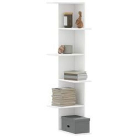 Étagère d'angle murale blanc 36,5x36,5x140 bois d'ingénierie