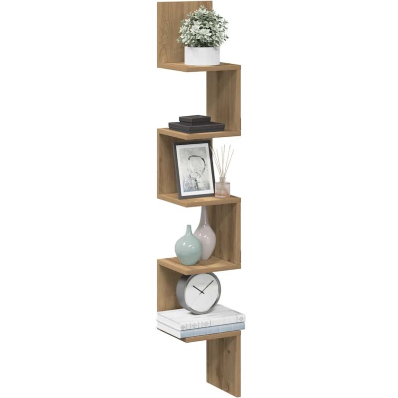 Vidaxl – Étagère d'angle murale en bois d'ingénierie chêne artisanal 20x20x127,5 cm – Charge maximale 60 kg – Assemblage requis