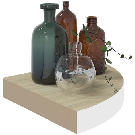 Étagère d'angle murale Chêne et blanc 25x25x3,8 MDF
