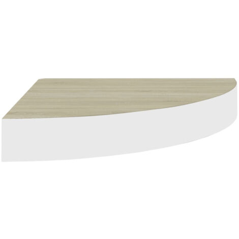 Étagère d'angle murale Chêne et blanc 35x35x3,8 MDF