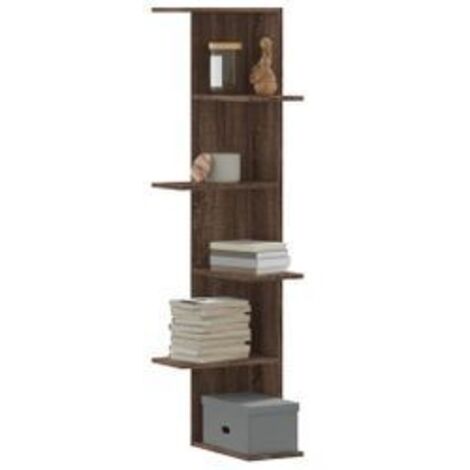 Étagère d'angle murale chêne marron bois d'ingénierie