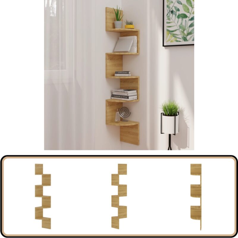 Tagère d'angle murale chêne sonoma 19x19x123cm bois ingénierie - Etagere Murale - Étagère D'angle - Rangement Mural - Décoration Murale - Meuble
