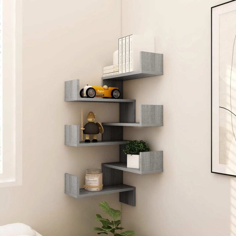 Vidaxl - tagères d'angle murales 2 pcs Sonoma gris 40x40x50 cm Bois