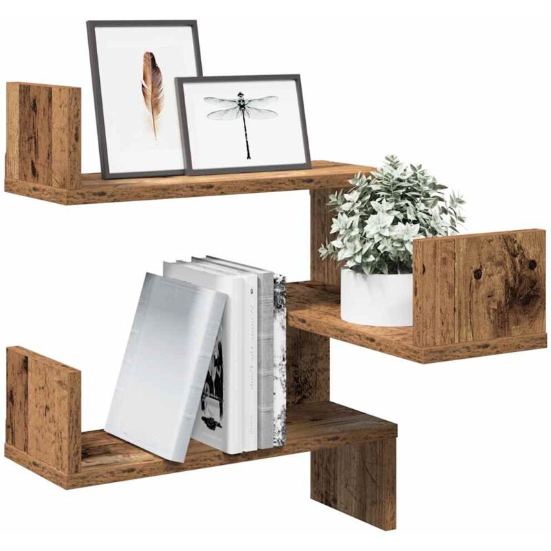 Vidaxl - tagère d'angle murale vieux bois 40x40x49,5 cm bois ingénierie