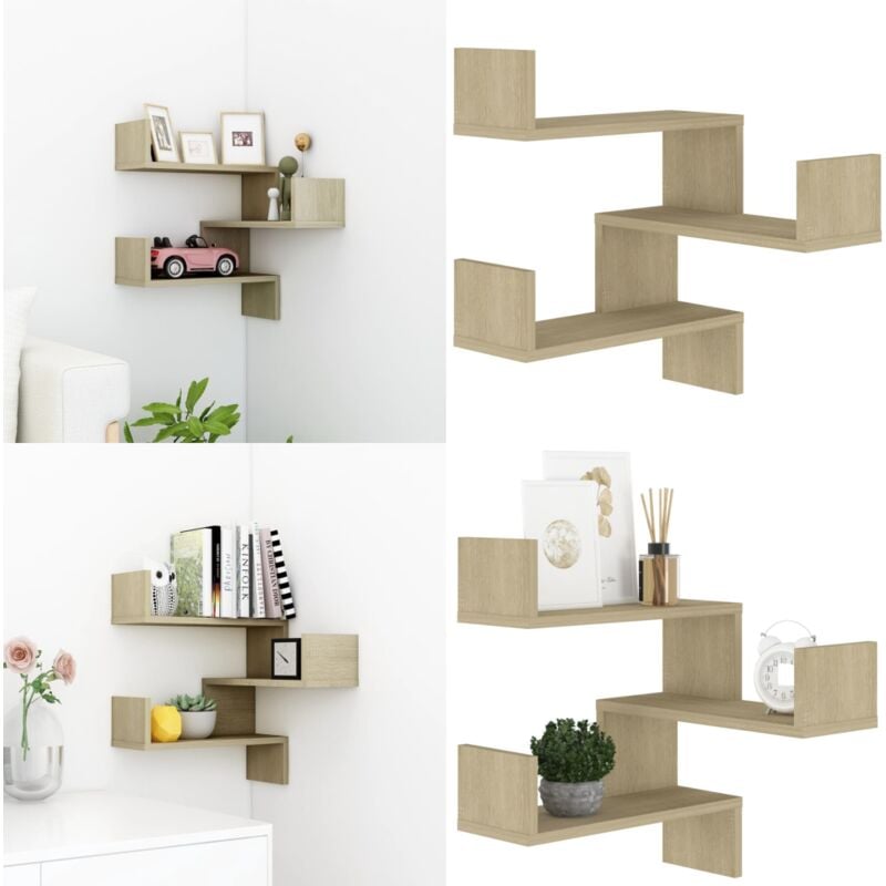 Tagère d'angle murale Chêne Sonoma 40x40x50 cm bois ingénierie - Étagère Murale - Étagère D'angle - Rangement Mural - Décoration Murale - Meuble
