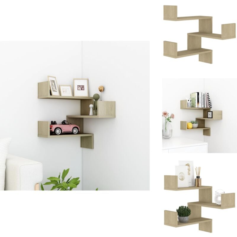 Tagère d'angle murale Chêne Sonoma 40x40x50 cm bois ingénierie - Étagère Murale - Étagère D'angle - Rangement Mural - Décoration Murale - Meuble