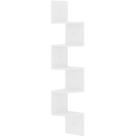 Étagère d'angle murale  Étagère flottante blanc brillant 19x19x123 cm