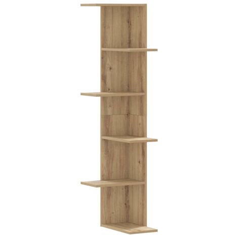 Étagère d'angle murale Étagère flottante chêne artisanal bois d'ingénierie