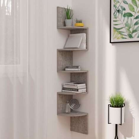 Étagère d'angle murale Gris béton 19x19x123
