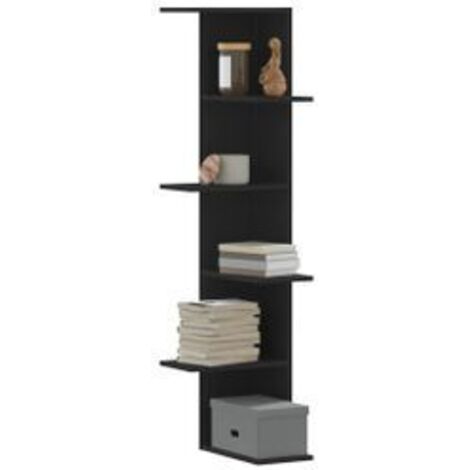 Étagère d'angle murale noir 36,5x36,5x140 bois d'ingénierie