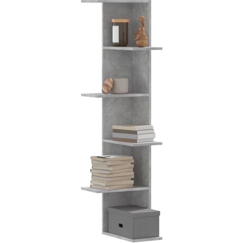 Vidaxl - tagère d'angle murale gris béton bois d'ingénierie