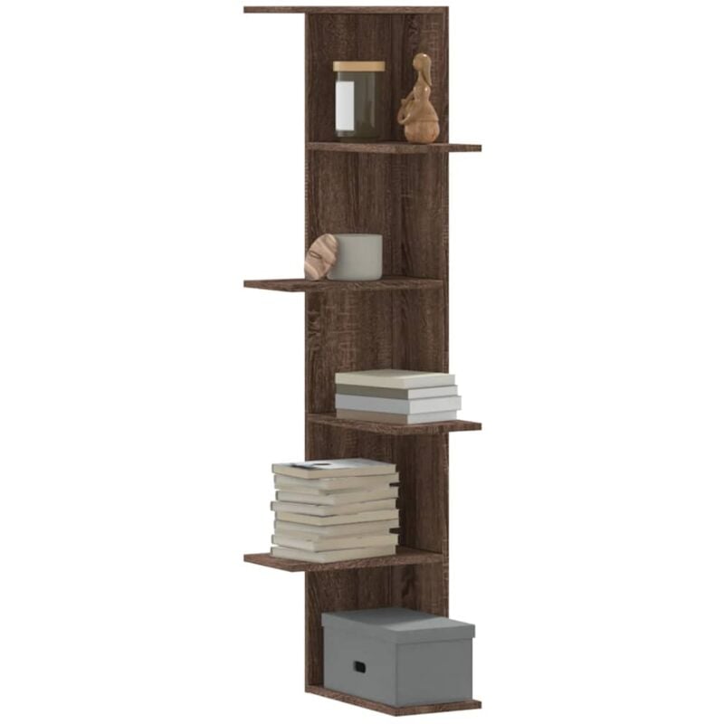 Vidaxl - tagère d'angle murale chêne marron bois d'ingénierie