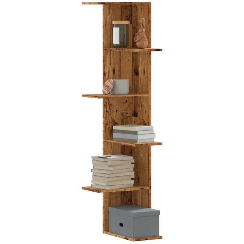 Vidaxl - tagère d'angle murale vieux bois bois d'ingénierie