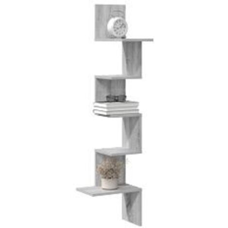 Étagère d'angle murale sonoma gris 32x32x127,5