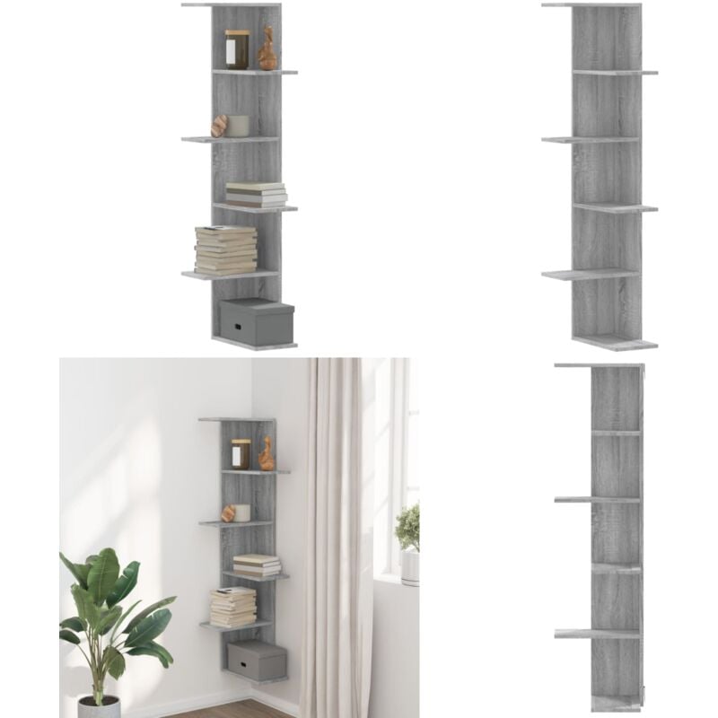 Vidaxl - tagère d'angle murale sonoma gris bois d'ingénierie - Étagère Murale - Étagère D'angle - Meuble Mural - Décoration Murale - Rangement Mural