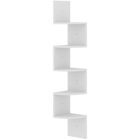 Étagère d'angle murale，Étagère flottante Blanc 19x19x123 cm Bois d'ingénierie CFW18763