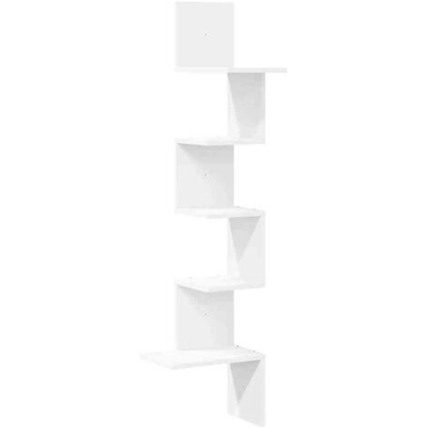 Étagère d'angle murale，Étagère flottante blanc 32x32x127,5 cm bois d'ingénierie CFW73389