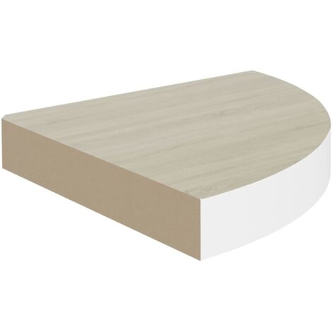 Étagère d'angle murale,Étagère flottante Chêne et blanc 25x25x3,8 cm MDF CFW39291