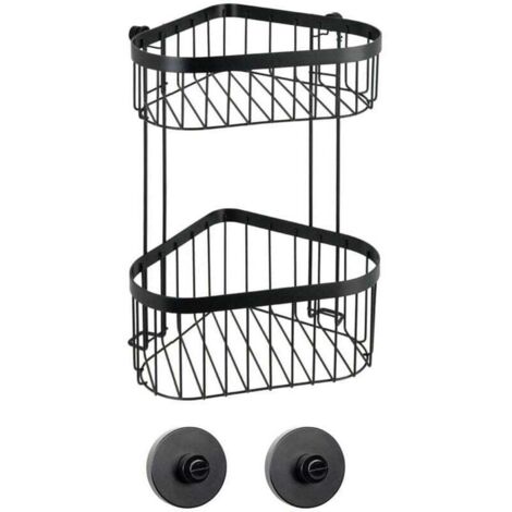 Etagère d'angle  noire Classic Pl. sans perçage 23,5 x 33 cm étagère de douche noire étagère métallique salle de bain fixation sans perçage vacuum-loc  accessoires salle de bain acier
