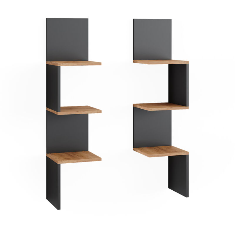 Vicco - tagère d'angle Paolo, Anthracite, 28x116.4cm Lot de 2