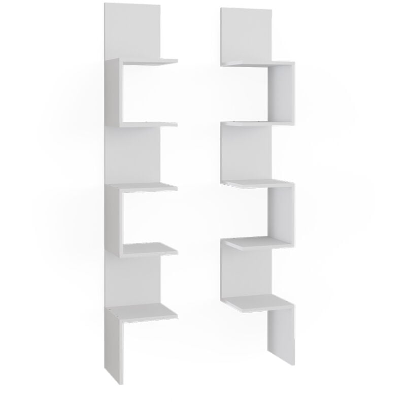 Étagère d'angle Paolo, Blanc, 28x175.4cm Lot de 2, Vicco