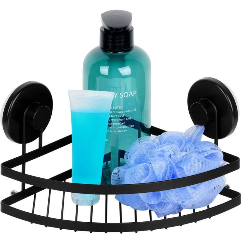 Tagère d'angle pour douche avec ventouses, en métal, 20 x 20 x 12,5 cm.