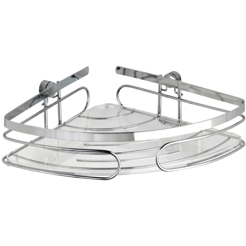 Etagère d'angle WENKO inox brillant 26,5 cm fixation sans percer etagere salle de bain inox etagere douche coin accessoire salle de bain inox idéale