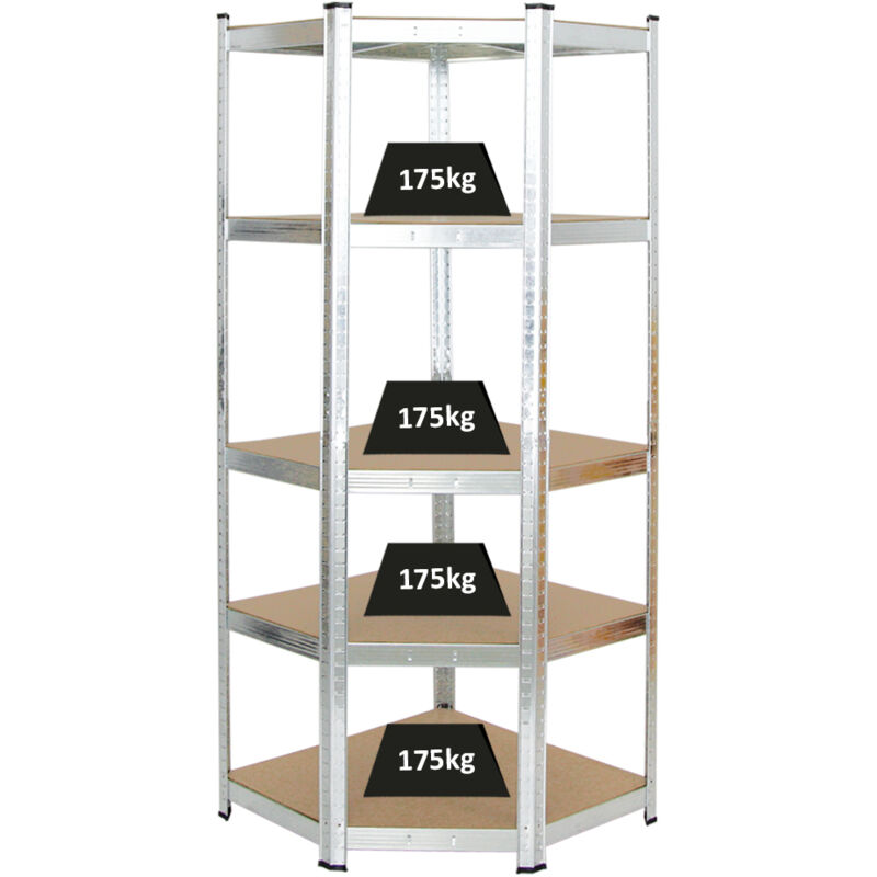 Etagère d'angle ragnar HxLxP 180x70x40cm Charge totale de 875kg Galvanisé Étagère de cave, étagère enfichable