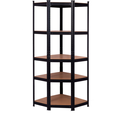 Étagère d'Angle Rangement à 5 Niveaux Catter House Hans Plus Étagère Réglable 70x40x180 cm Charge Lourde 875 Kg Cadre Acier Noir