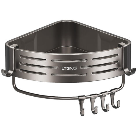 Étagère d'angle salle de bain gris canon simple étage sans perçage