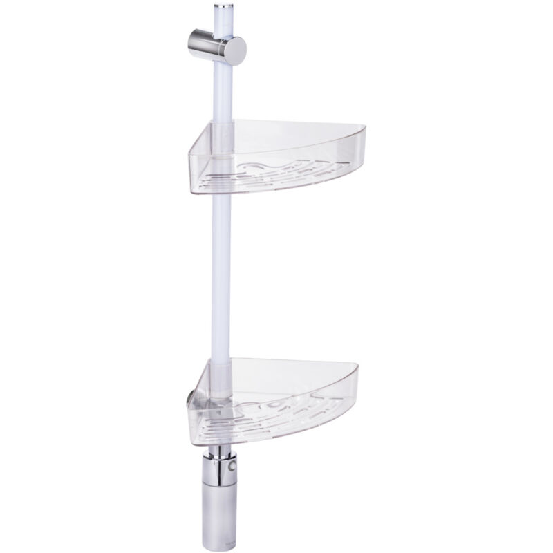 Etagère d'angle salle de bain led, 2 paniers de douche d'angle, fixation murale sans perçage 'Power Loc Plus', avec éclairage led basse consommation,