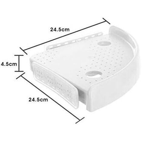 Étagère d'angle triangulaire pour salle de bain, avec boutons, sans perçage, dimensions : 24,5 x 4,5 x 24,5 cm