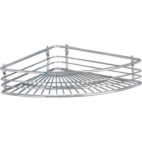 Étagère d'angle WENKO Milano chromée 31,5 cm avec vis pour rangement salle de bain angle étagère murale salle de bain design en métal robuste et durable parfaite pour les coins et vos soins quotidiens