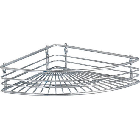 Étagère d'angle WENKO Milano chromée 31,5 cm avec vis pour rangement salle de bain angle étagère murale salle de bain design en métal robuste et durable parfaite pour les coins et vos soins quotidiens