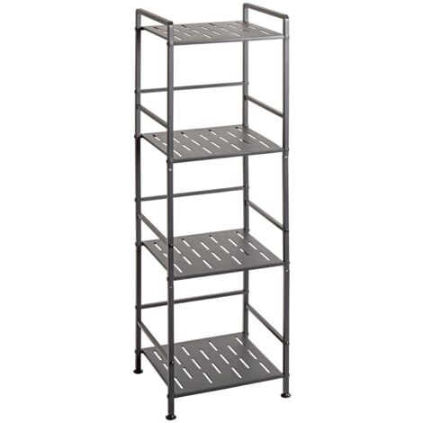 Etagère de 4 niveaux meuble de rangement en métal Gris anthracite - Longueur 33 x Hauteur 106 x Profondeur 28 cm