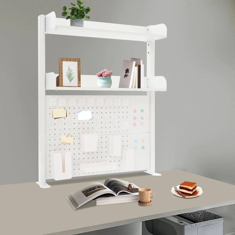 Étagère de Bureau à Pince pour Station de Travail Ajustable à 3 Niveaux Panneau perforé, Accessoires de Bureau d'ordinateur, Panneau d'intimité pour