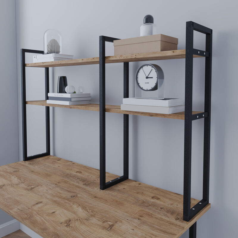 Étagère de bureau Askøy 120 x 20 x 74 cm effet chêne noir [en.casa]