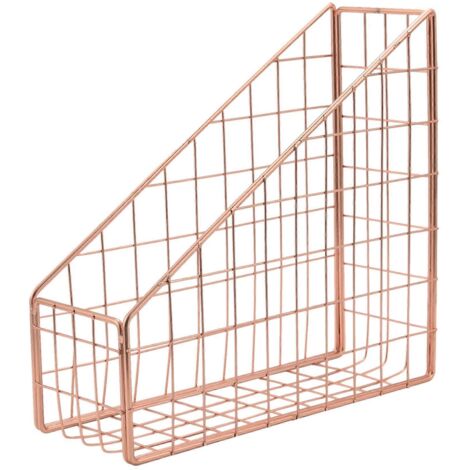 Étagère de bureau en fer électroplaqué or rose, porte-revues et livres ---