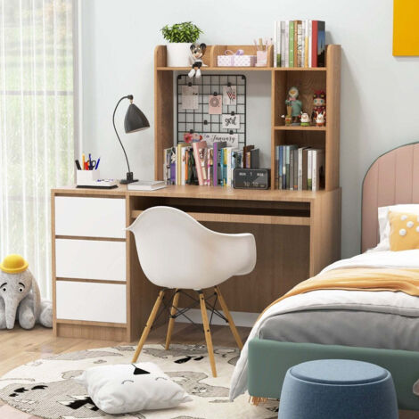 NORTHIX Etagere de bureau etagere de table en bois polyvalente etagere daffichage de bureau dordinateur a 3 niveaux naturel