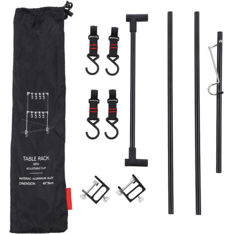 Étagère de Camping Pliable avec Porte-Lumière, Support de Rangement pour Pique-nique BBQ Extérieur