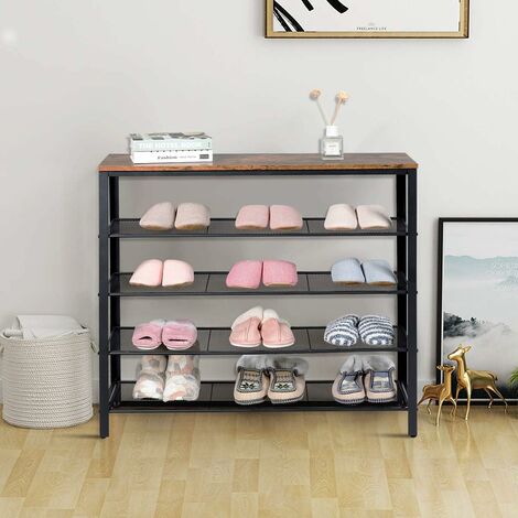 Etagère de chaussure à 5 etages, rangement de chaussure industriel en cadre métallique