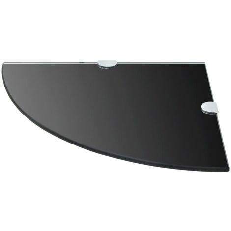 Étagère de coin avec supports chromés Verre Noir 25 x 25 cm